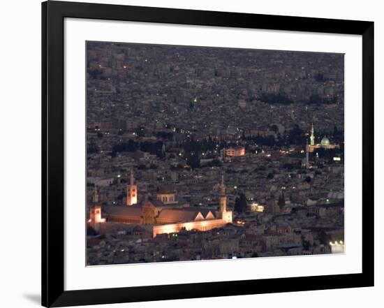 Aerial View of City at Night Including the Umayyad Mosque, Damascus, Syria-Christian Kober-Framed Photographic Print