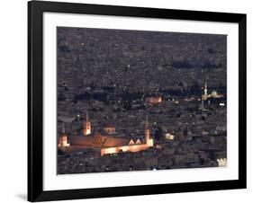 Aerial View of City at Night Including the Umayyad Mosque, Damascus, Syria-Christian Kober-Framed Photographic Print