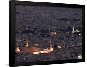 Aerial View of City at Night Including the Umayyad Mosque, Damascus, Syria-Christian Kober-Framed Photographic Print