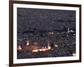 Aerial View of City at Night Including the Umayyad Mosque, Damascus, Syria-Christian Kober-Framed Photographic Print