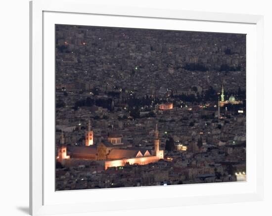 Aerial View of City at Night Including the Umayyad Mosque, Damascus, Syria-Christian Kober-Framed Photographic Print