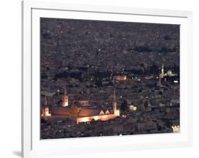 Aerial View of City at Night Including the Umayyad Mosque, Damascus, Syria-Christian Kober-Framed Photographic Print