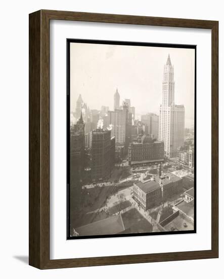 Aerial View of City Hall Park, City Hall and the Post Office-Byron Company-Framed Giclee Print