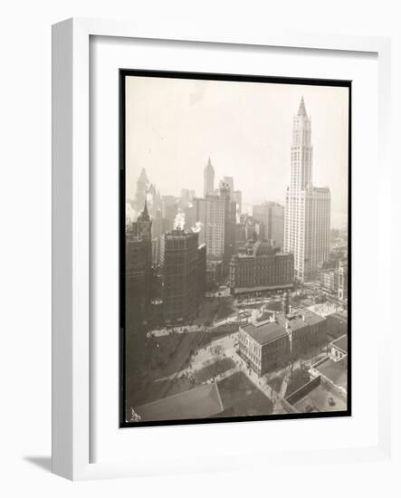 Aerial View of City Hall Park, City Hall and the Post Office-Byron Company-Framed Giclee Print