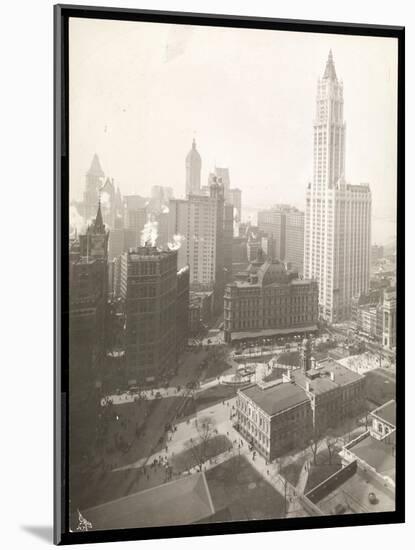 Aerial View of City Hall Park, City Hall and the Post Office-Byron Company-Mounted Giclee Print