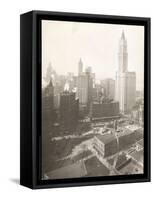 Aerial View of City Hall Park, City Hall and the Post Office-Byron Company-Framed Stretched Canvas