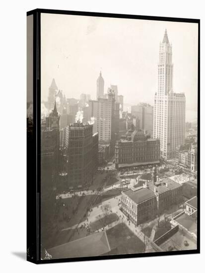 Aerial View of City Hall Park, City Hall and the Post Office-Byron Company-Stretched Canvas