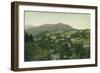 Aerial View of City, Mt Tamalpais, Crooked Railroad - Mill Valley, CA-Lantern Press-Framed Art Print