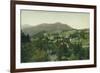 Aerial View of City, Mt Tamalpais, Crooked Railroad - Mill Valley, CA-Lantern Press-Framed Art Print