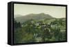 Aerial View of City, Mt Tamalpais, Crooked Railroad - Mill Valley, CA-Lantern Press-Framed Stretched Canvas