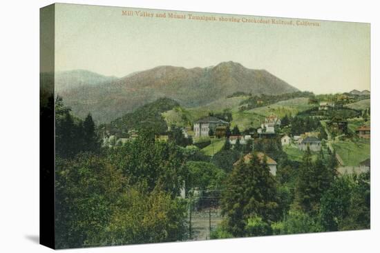 Aerial View of City, Mt Tamalpais, Crooked Railroad - Mill Valley, CA-Lantern Press-Stretched Canvas