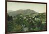 Aerial View of City, Mt Tamalpais, Crooked Railroad - Mill Valley, CA-Lantern Press-Framed Art Print