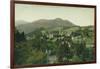 Aerial View of City, Mt Tamalpais, Crooked Railroad - Mill Valley, CA-Lantern Press-Framed Art Print