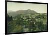 Aerial View of City, Mt Tamalpais, Crooked Railroad - Mill Valley, CA-Lantern Press-Framed Art Print