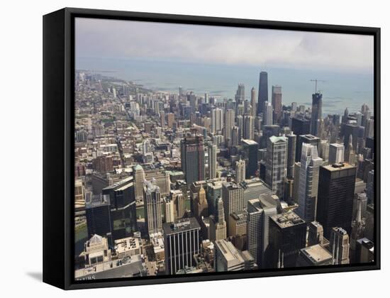 Aerial View of City Skyline and Lake Michigan, Looking North, Chicago, Illinois, USA-Amanda Hall-Framed Stretched Canvas