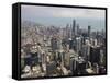 Aerial View of City Skyline and Lake Michigan, Looking North, Chicago, Illinois, USA-Amanda Hall-Framed Stretched Canvas