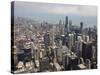 Aerial View of City Skyline and Lake Michigan, Looking North, Chicago, Illinois, USA-Amanda Hall-Stretched Canvas