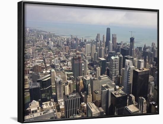 Aerial View of City Skyline and Lake Michigan, Looking North, Chicago, Illinois, USA-Amanda Hall-Framed Photographic Print