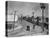 Aerial View of City Street near Beach - Santa Cruz, CA-Lantern Press-Stretched Canvas