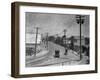 Aerial View of City Street near Beach - Santa Cruz, CA-Lantern Press-Framed Art Print