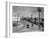 Aerial View of City Street near Beach - Santa Cruz, CA-Lantern Press-Framed Art Print