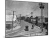 Aerial View of City Street near Beach - Santa Cruz, CA-Lantern Press-Mounted Art Print