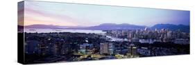 Aerial View of Cityscape at Sunset, Vancouver, British Columbia, Canada-null-Stretched Canvas