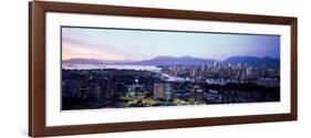 Aerial View of Cityscape at Sunset, Vancouver, British Columbia, Canada-null-Framed Photographic Print