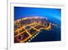 Aerial view of cityscape illuminated at dawn, Chicago, Cook County, Illinois, USA-null-Framed Photographic Print