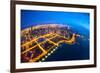 Aerial view of cityscape illuminated at dawn, Chicago, Cook County, Illinois, USA-null-Framed Photographic Print