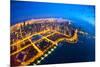 Aerial view of cityscape illuminated at dawn, Chicago, Cook County, Illinois, USA-null-Mounted Photographic Print