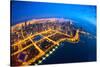 Aerial view of cityscape illuminated at dawn, Chicago, Cook County, Illinois, USA-null-Stretched Canvas