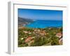 Aerial view of coastline near Zola, Kefalonia, Ionian Islands, Greek Islands, Greece, Europe-Frank Fell-Framed Photographic Print