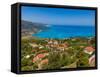 Aerial view of coastline near Zola, Kefalonia, Ionian Islands, Greek Islands, Greece, Europe-Frank Fell-Framed Stretched Canvas