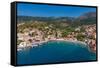 Aerial view of coastline near Zola, Kefalonia, Ionian Islands, Greek Islands, Greece, Europe-Frank Fell-Framed Stretched Canvas