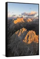 Aerial view of Colac, Gran Vernel and Marmolada, Dolomites, Trentino-Alto Adige, Italy, Europe-Roberto Moiola-Framed Stretched Canvas