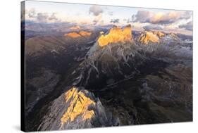 Aerial view of Colac, Gran Vernel, Marmolada and Val Contrin, Dolomites, Trentino-Alto Adige, Italy-Roberto Moiola-Stretched Canvas