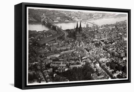 Aerial View of Cologne, North Rhine-Westphalia, Germany, from a Zeppelin, C1931-null-Framed Stretched Canvas