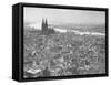 Aerial View of Cologne Showing Devastation of Allied Air Raids, Cathedral and Rhine River-John Florea-Framed Stretched Canvas