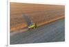 Aerial view of combine-harvester in field, Marion Co,. Illinois, USA-Panoramic Images-Framed Photographic Print