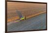 Aerial view of combine-harvester in field, Marion Co,. Illinois, USA-Panoramic Images-Framed Photographic Print