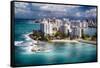 Aerial View Of Condado Shoreline-George Oze-Framed Stretched Canvas