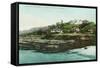 Aerial View of Cottages and Beach at la Jolla - San Diego, CA-Lantern Press-Framed Stretched Canvas