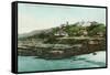 Aerial View of Cottages and Beach at la Jolla - San Diego, CA-Lantern Press-Framed Stretched Canvas