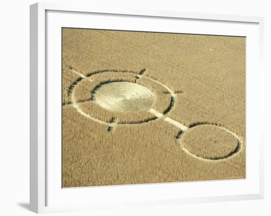 Aerial View of Crop Circles in a Wheat Field, Wiltshire, England, United Kingdom-Adam Woolfitt-Framed Photographic Print