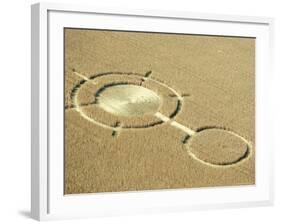 Aerial View of Crop Circles in a Wheat Field, Wiltshire, England, United Kingdom-Adam Woolfitt-Framed Photographic Print