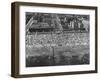 Aerial View of Crowds Enjoying a Hot 4th of July at Rockaway Beach-Sam Shere-Framed Photographic Print