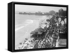Aerial View of Crowds on a Boardwalk-null-Framed Stretched Canvas