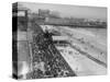 Aerial View of Crowds on a Boardwalk-null-Stretched Canvas