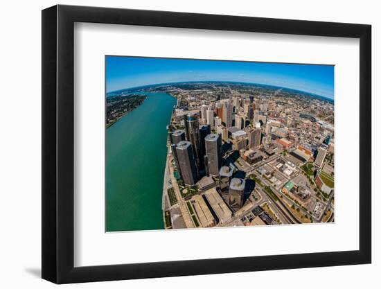 Aerial view of Detroit skyline, Wayne County, Michigan, USA-null-Framed Photographic Print